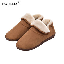 FAYUEKEY-zapatillas de felpa de algodón para hombre, zapatos planos de gran tamaño, para exteriores, para primavera, Otoño e Invierno 2024 - compra barato