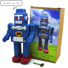 Vintage Retro Robot Tin toys Classic Clockwork Wind Up Robot Model Collection Tin Toy For Adult Kids Collectible Gift 13x9x23CM 2024 - buy cheap