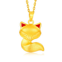 999 24K Yellow Gold Pendant Lucky 3D Color Fox 2-2.5g 2024 - buy cheap