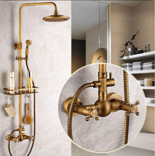 Europe style luxury brass antique brass finished wall mounted shower faucet set 2024 - buy cheap