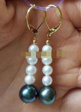 Pendientes de perla redonda blanca y negra de Mar del Sur, pendientes AAA 9-10mm, 925 r, precio al por mayor 2024 - compra barato