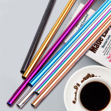 1pc(straw+brush)Colorful Stainless Steel Metal Drinking Straw Straight Bent Reusable Straws With Cleaner Brush for Tea Coffee 2024 - buy cheap