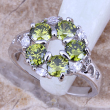 Heavenly Green Peridot White CZ Silver Plated  Women's Jewelry Ring Size 6 / 7 / 8 / 9 R0394 2024 - buy cheap