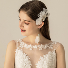 Jonnafe-peine nupcial con flor de Organza blanca para mujer, accesorios para el cabello, perlas, joyería hecha a mano, tocado de boda, adorno para el cabello 2024 - compra barato