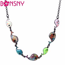 Bonsny Statement Maxi Metal Enamel Whale Fish Necklace Pendant Chain Collar 2017 New Ocean Animal Jewelry For Women Girl 2024 - buy cheap