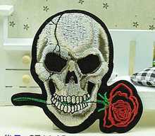 6pc/lot Skeleton with rose pattern 3d patch embroidery iron applique iron on embroidery patch for shirt bag shoes 2024 - buy cheap