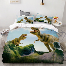 Conjunto de cama estampado 3d, crianças, bebê, criança, conjunto de capa de edredom, único/duplo/king, roupas de cama de desenhos animados, dinossauros, dropshipping 2024 - compre barato