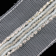 5yards Beaded Rhinestons Crystal Chain Trim Lace Ribbon Applique Venice Bridal Dress Sewing Accessories for Collar Costume T1554 2024 - buy cheap