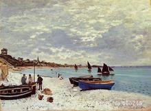 oil Painting room decor The Beach at Sainte Adresse by Claude Monet Landscape art Handmade High quality 2024 - buy cheap