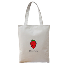 2019 Strawberry Printing Canvas Tote Woman Shopping Bag Simple Beach Bag Student Shoulder Bag Handbag Large Capacity Tote Bag 2024 - buy cheap