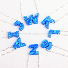 Synthetic  Mix Letters Opal Pendant Necklace High Quality Silver Plated Opal Necklace For Gift 2024 - buy cheap