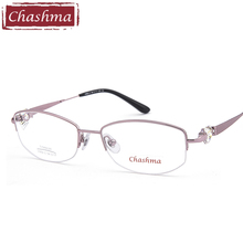 Chashma Brand Top Quality Pure Titanium Female Half Frame Stone Eyeglasses for Prescription Lenses 2024 - buy cheap