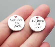 15pcs/lot--20mm, Antique bronze/silver plated round shape believe in love charms ,DIY supplies, Jewelry accessories 2024 - buy cheap