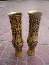 beautiful a pair of Old  copper vase,Exquisite carving, with mark, best collection&adornment,free shipping 2024 - buy cheap