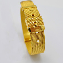 Pulseiras de cor dourada femininas, pulseiras e braceletes de malha de 10mm / 14mm para homens, joias douradas da moda 2024 - compre barato