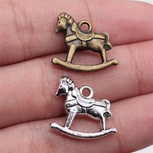 WYSIWYG 4pcs Charms Accessories Rocking Horses Horses Toy Horses Pendant Antique Silver Color Antique Bronze Plated 19x18mm 2024 - buy cheap