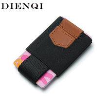 Dienqi carteira de couro masculina pequena minimalista, com bolso para cartões de crédito, cartão de identidade, bolsa para cartão 2024 - compre barato