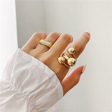 Женские Асимметричные кольца в стиле панк, серебристого цвета, золотого цвета, с металлическими шариками, регулируемые кольца для фаланга среднего пальца в европейском и американском стиле 2024 - купить недорого