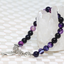 Charms strand beaded bracelet 6mm natural purple agat stone carnelian onyx round beads fish pendant bangle jewelry 7.5inch B1923 2024 - buy cheap