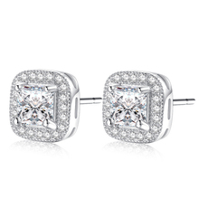 Exquisite White Gold Color Square Women Earrings Stud Jewelry aaa Cubic Zirconia Wedding Engagement Crystal Earring Lady 2024 - buy cheap