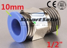 Бесплатная доставка, 10 шт./лот, от 10 мм до 1/2 дюйма, 1/2 дюйма, BSP, воздушный прямой пневматический шланг из ПУ, мужской трубчатый фитинг, PC10-04 2024 - купить недорого