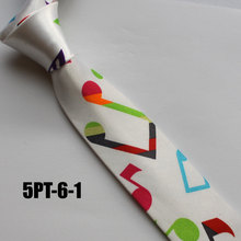 5cm Men Popular Slim Ties Fashion Satin Rayon Necktie White with Musical Notes Gravata for Musician 2024 - buy cheap