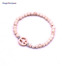Hongxi ruixiyuan pulseira estilo boêmio artesanal braceletes com miçangas para mulheres pedra natural 6mm plano e símbolo bracelete joias 2024 - compre barato