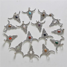 natural stone pendants Ox Horn tiger eye black onyx opal carnelian  beads necklace pendentif pour fabrication de bijoux 2024 - buy cheap