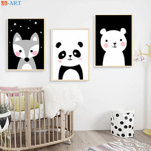 Fox Panda Bear Prints Cute Poster Baby Animals Canvas Painting Nursery Wall Art Girls Bedroom Decorative Pictures Wall Decor 2024 - buy cheap