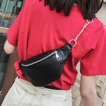 Casual Chain Lychee Leather Fanny Pack Waist Bag Casual Waterproof Antitheft Women Walking Shopping belt Multi-function Bag 2024 - buy cheap