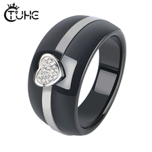 Lovely CZ Heart Alien Ring for Women Men Made With Healthy Ceramic Jewelry Never Fade Gift for Lover Family 2024 - buy cheap