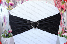 Black Single Layer Spandex/Lycra/Expand Band/Chair Covers With Heart Shape Diamond Buckle For Wedding Banquet Decorations 2024 - buy cheap