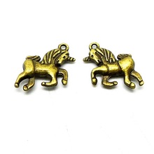 RONGQING Free Shipping 50 Pcs/lot Antique Bronze Unicorn Charms Cute Double-sided Horse Animal Charms 18x16mm Jewelry Findings 2024 - buy cheap