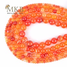 Wholesale Natural Round Orange Stripe Agates Stone Beads 4 6 8 10 12mm Diy Beads For Jewelry Making Bracelet Necklace Jewellery 2024 - buy cheap