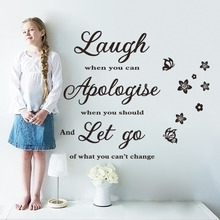 Wallpaper Laugh Apologize Let Go Letters Waterproof Vinyl Wall Quotes flower butterfly Decal Home Decor Wall Stickers 2024 - buy cheap