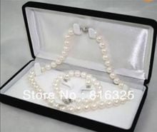 Fast shipping +AAA 7-8MM White Akoya Cultured Pearl Necklace Bracelet Earring Set (A0516) 2024 - buy cheap