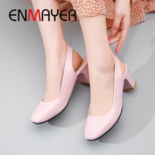 ENMAYER 2019 New Arrival Women Med High Fashion Pumps  Pointed Toe  Casual  Slip-On  Women Shoes Size 34-43 LY2233 2024 - buy cheap