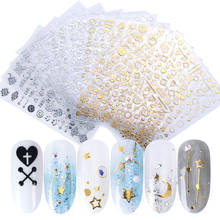 8pcs 3D Nail Art Stickers Gold Sliver Mix Designs Sliders For Nail Decals Adhesive Manicure Nail Art Decorations SACB133-141-1 2024 - buy cheap