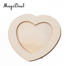 MagiDeal Wooden LOVE HEART Photo Frame DIY Picture Frame Art Craft Base Photo Frame Wedding Child Birthday Gift 2024 - buy cheap