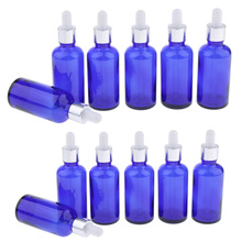 MagiDeal-gotero de cristal reutilizable, 12 piezas, 30 + 50ml, botella de pipeta, frascos de aceite esencial, rellenables, color azul 2024 - compra barato