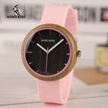 Bayan kol saati BOBOBIRD-reloj de pulsera de madera de cuarzo para mujer, pulsera de silicona en caja de regalo, se acepta envío directo, R28 2024 - compra barato