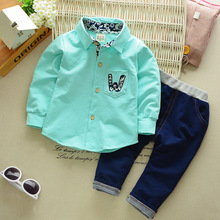Baby Boy Clothes Korean Fashion Long Sleeved Shirts Tops + Jeans 2PCS Outfits Children Clothing Set Kids Bebes Jogging Suits 2024 - buy cheap