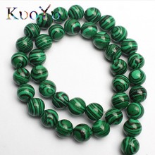 wholesale Green Malachite Smooth Round Loose Stone Beads For Jewelry Making 15.5"inches 4/6/8/10/12 mm DIY Bracelet Necklace 2024 - buy cheap