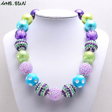 MHS.SUN Trendy Baby Kids Chunky Bubblegum Beaded Necklace 5PCS Fashion Round Rhinestone Beads Necklace For Girls Jewelry 2024 - buy cheap