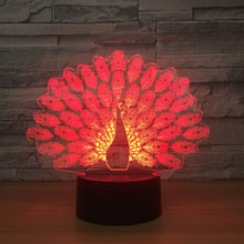 Peacock Remote Control Colorful 3d Light Led Visual StereoTouch Switch Night Light Lovely 7 color change 3D Lamp 2024 - buy cheap