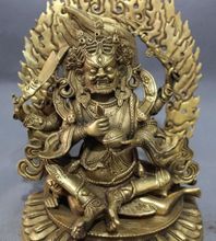 9" Elaborate Tibet Buddhism Brass Vajra 4 Arms Mahakala Buddha Joss Jambhala Statue 2024 - buy cheap
