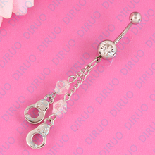Retail handcuffs dangle belly navel ring body piercing jewelry charm  316L surgical steel nickel-free 2024 - buy cheap