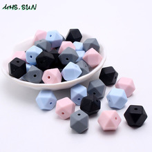 MHS.SUN Silicone chunky beads for baby loose Hexagon beads chewable BPA free teething nursing necklace DIY making accessories 2024 - buy cheap