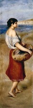 Reproducción de pintura al óleo sobre lienzo de lino, chica con cesta de pescado de pierre auguste renoir, calidad de museo, hecha a mano 2024 - compra barato