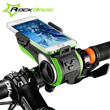 Rockbros-suporte de telefone para bicicleta, bluetooth, caixa de som, mp3 player, bateria de 4400mah, bateria externa, sino para bicicleta 2024 - compre barato